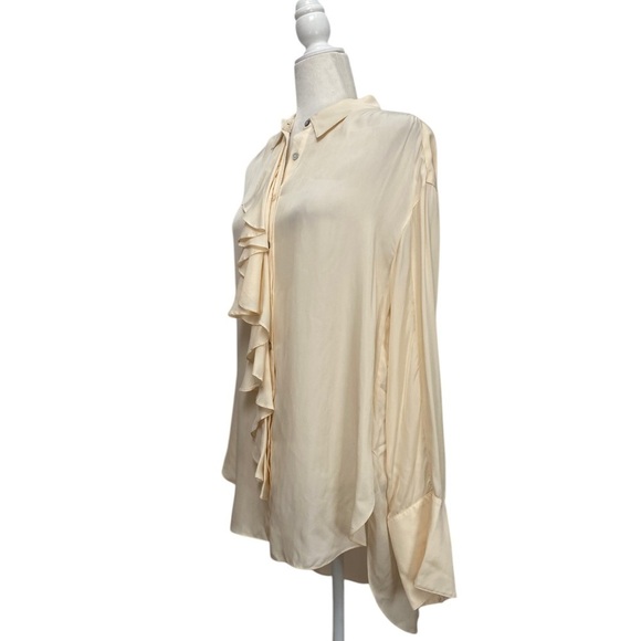 Cinq á Sept Rosalie Ruffle Button Front Shirt Oversized Silhouette Cream - Picture 5 of 16